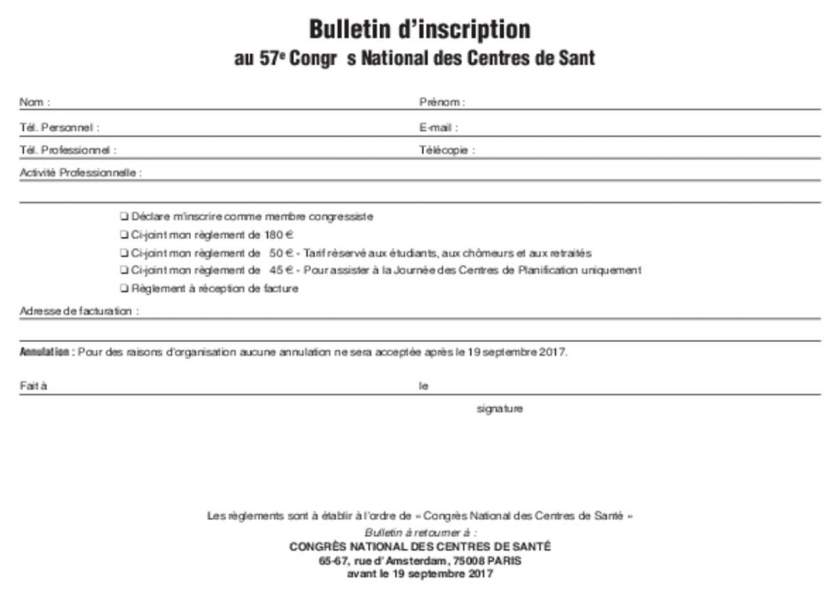 bulletin d'inscription