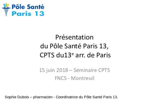 Présentation CPTS - Pôle Santé Paris 13