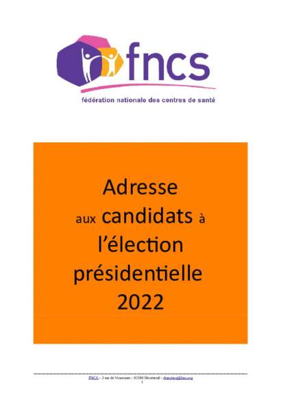 Notre Adresse aux candidats à l'élection présidentielle 2022