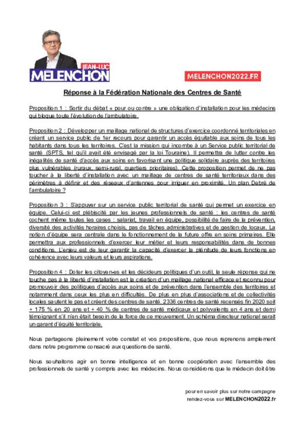 Courrier JL Mélenchon