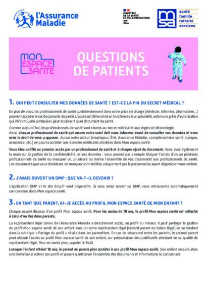 ANS_CNAM_Questions de patients_Mon espace santé