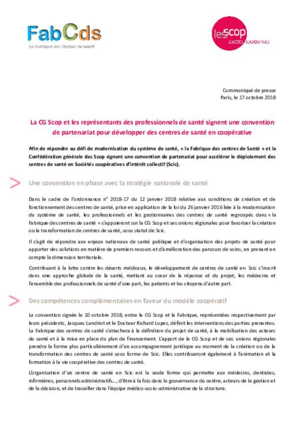 communiqué de presse CG SCOP - La Fabrique des CDS