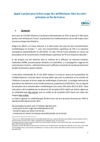 CRAtb_AAP pour le bon usage des antibiotiques dans les soins primaires en Île-de-France