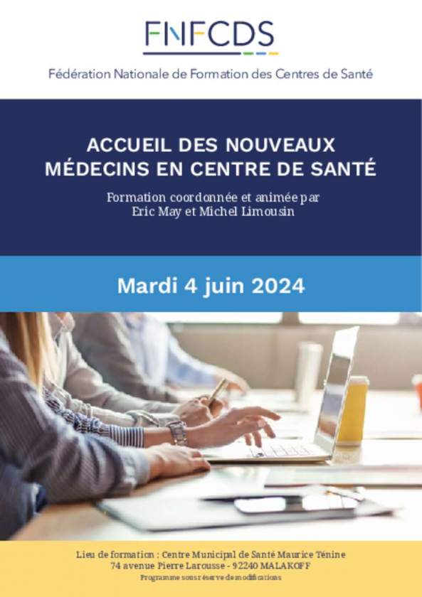 1 Accueil nouveaux medecins en CDS_Programme et inscription formation