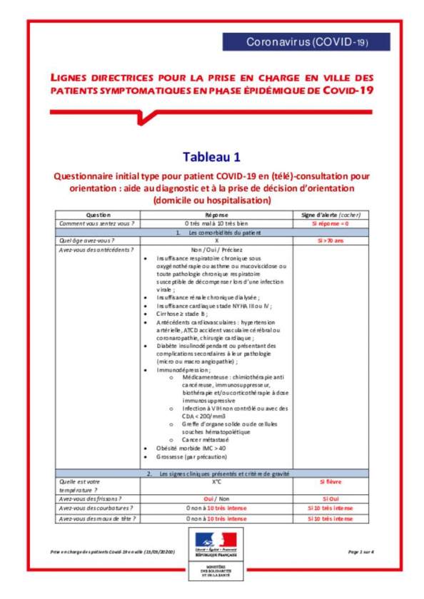 Questionnaire d'aide au diagnostic en consultation