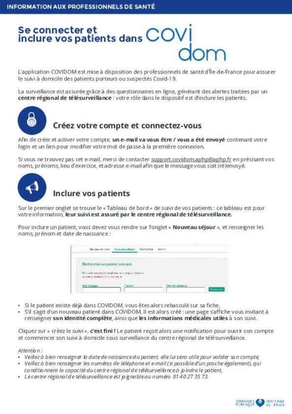 COVIDOM IDF - mode d'emploi