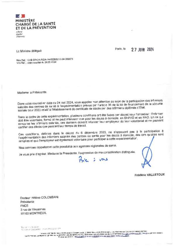 courrier ministre