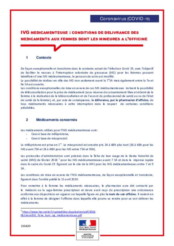 Fiche officines : Conditions de délivrance des médicaments pour IVG_vf150420