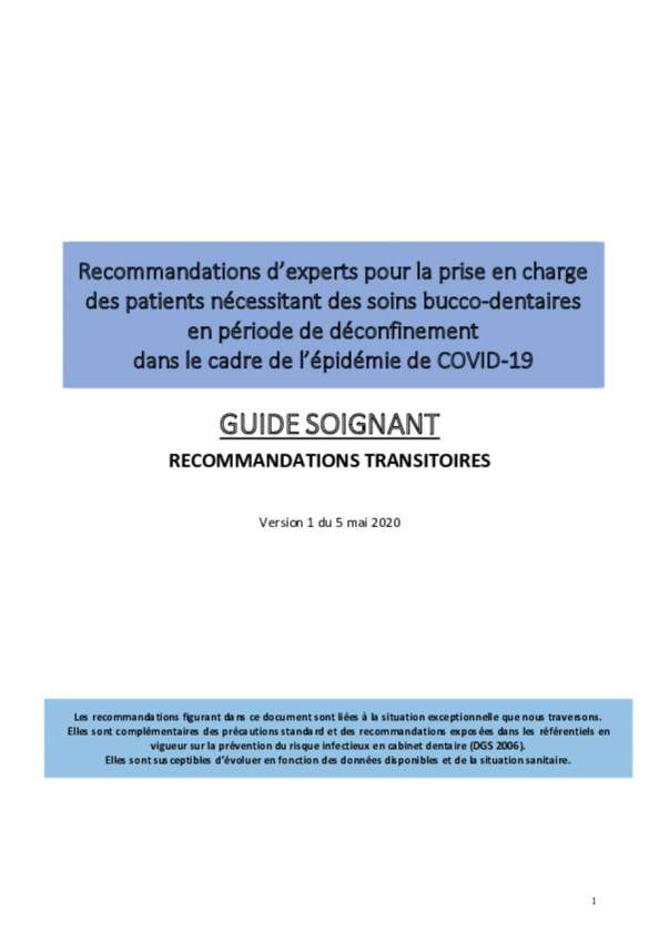 Activité dentaire, guide des recommandations