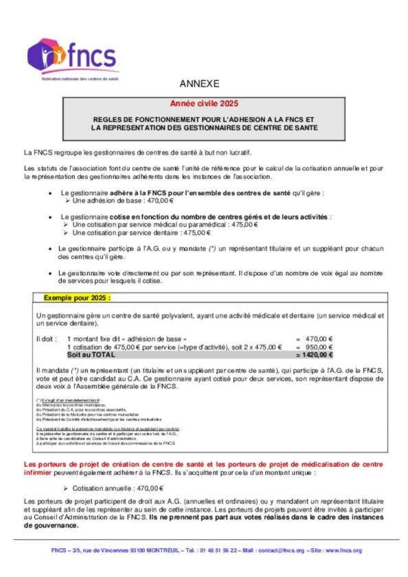 infos cotisations et représentation
