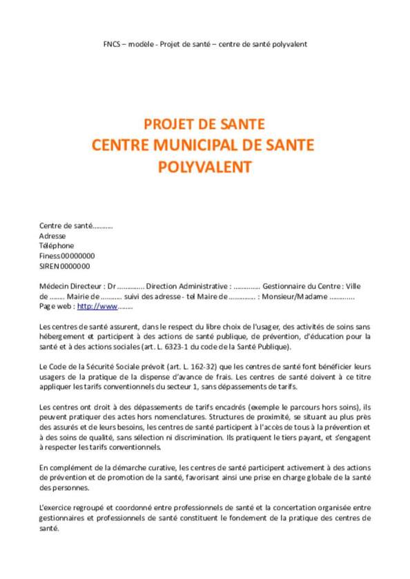 Modèle de projet de santé