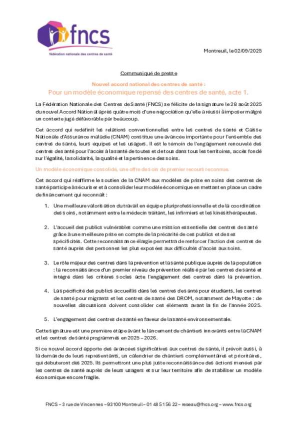 CP FNCS_Nouvel Accord national