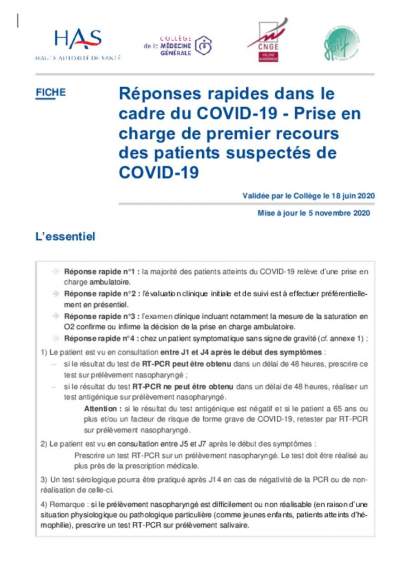 05/11/20 - recos prise en charge patients suspects covid19