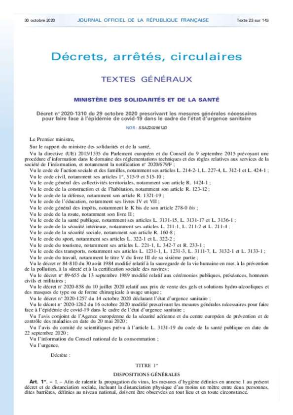 29/10/20_Mesures sous état d'urgence sanitaires