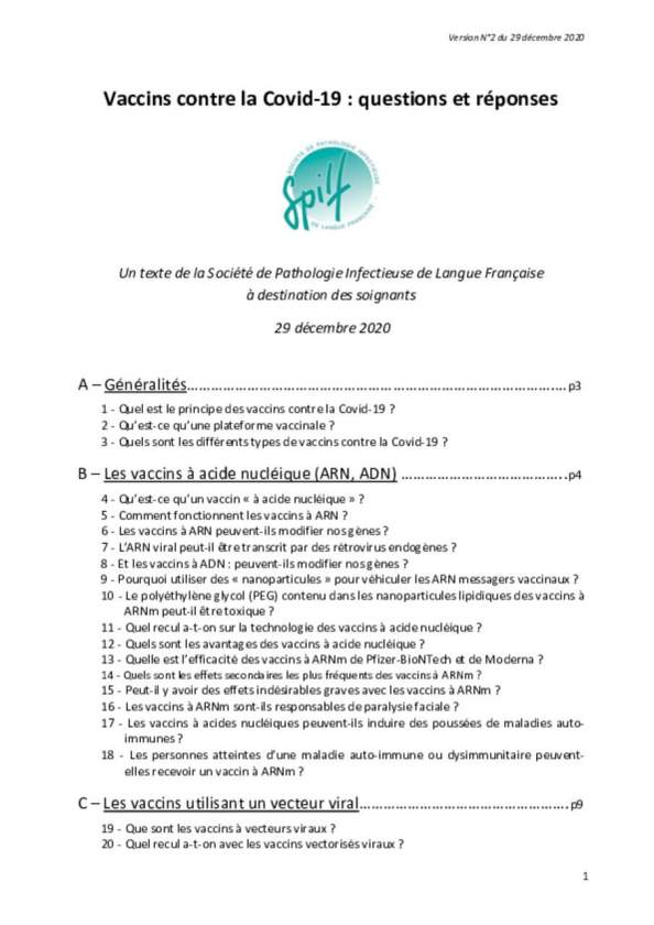 SPILF : questions / réponses sur la vaccination covid19