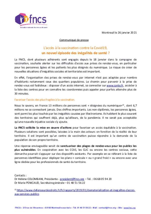 CP_RDV Vaccination_inéquité d'accès