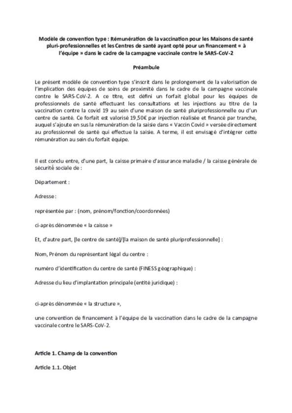 Modèle de convention_forfait VAC CDS/CPAM