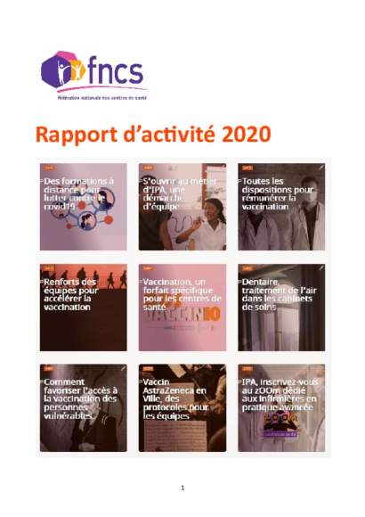 Rapport d'activité 2020 - FNCS