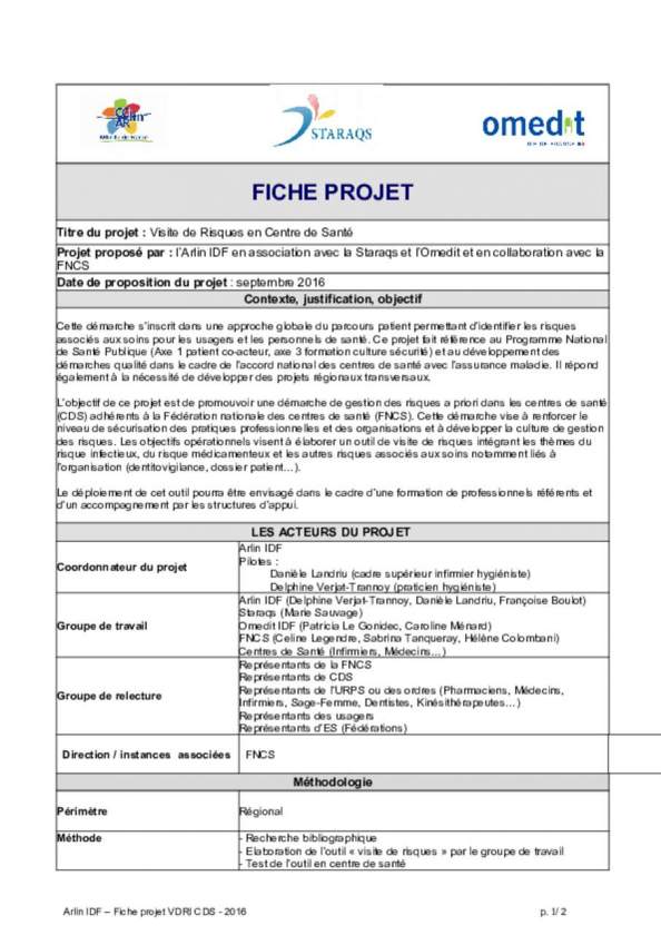 Fiche projet visite de risques en CDS